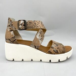 Paul Green Womens 6.5/ 9 Cheryl Platform Sandals Snake Print Cross Strappy Wedge